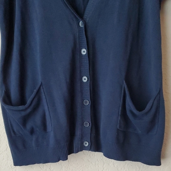 Torrid sz 2 Short Sleve Navy Blue V-Neck Cardigan Sweater - Picture 3 of 7